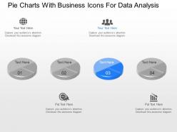 A pie charts with business icons for data analysis powerpoint template