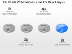 A pie charts with business icons for data analysis powerpoint template