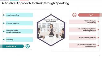 A Positive Approach To Work Through Speaking Looking Groomed And Confident Training Ppt