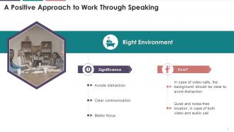 A Positive Approach To Work Through Speaking Right Environment Training Ppt