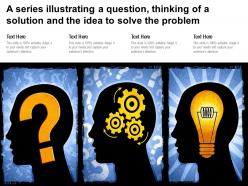 A series illustrating a question thinking of a solution and the idea to solve the problem