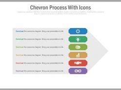 A six staged chevron process with icons flat powerpoint design