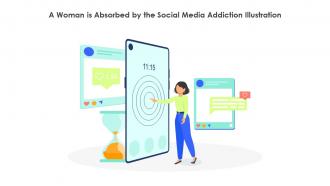 A Woman Is Absorbed By The Social Media Addiction Illustration