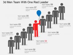 Aa 3d men team with one red leader flat powerpoint design