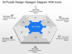 Aa 3d puzzle design hexagon diagram with icons powerpoint template