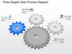 Aa four staged gear process diagram powerpoint template slide