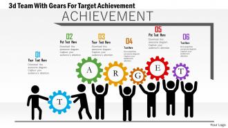 Ab 3d team with gears for target achievement powerpoint templets