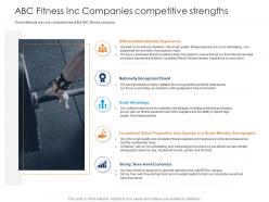 Abc fitness inc companies competitive strengths health and fitness clubs industry ppt sample