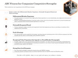 Abc fitness inc companies competitive strengths wellness industry overview ppt ideas templates