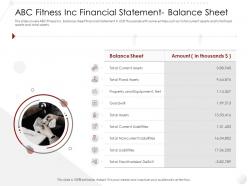 Abc fitness inc financial statement balance sheet market entry strategy gym health clubs industry ppt information