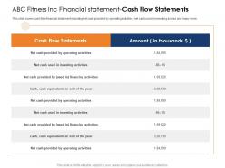 Abc fitness inc financial statement cash flow statements health and fitness clubs industry ppt designs