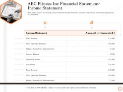 Abc fitness inc financial statement income statement wellness industry overview ppt ideas graphic images