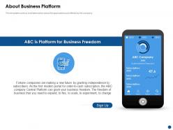 About business platform enterprise software company ppt layouts information