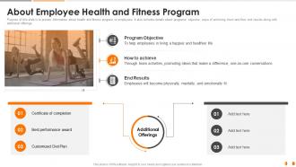 About employee health and fitness playbook ppt information icons