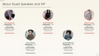 About Guest Speakers And VIP Sponsorship Pitch Deck For Cultural Event