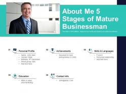 About me 5 stages of mature businessman