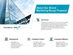 About Our Brand Marketing Recap Proposal Ppt File Slides
