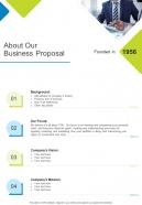 About Our Business Proposal One Pager Sample Example Document