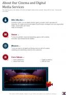 About Our Cinema And Digital Media Services One Pager Sample Example Document