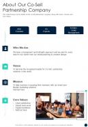 About Our Co Sell Partnership Company One Pager Sample Example Document