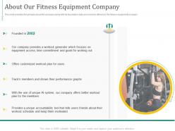 About our fitness equipment company fitness equipment investor funding elevator