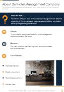 About Our Hotel Management Company One Pager Sample Example Document