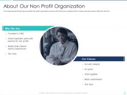 About our non profit organization charitable investment deck ppt information