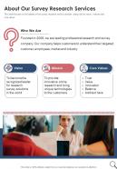 About Our Survey Research Services One Pager Sample Example Document