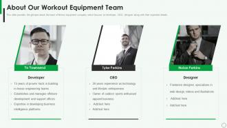 About Our Workout Equipment Team Workout Equipment Investor Funding Elevator