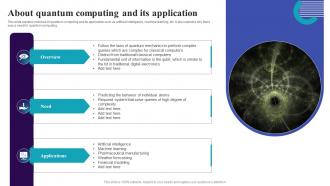 About Quantum Computing And Its Application Quantum Computing It