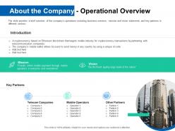 About the company operational overview pitch deck for ico funding ppt topics