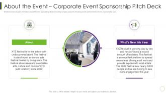 About the event corporate event sponsorship pitch deck