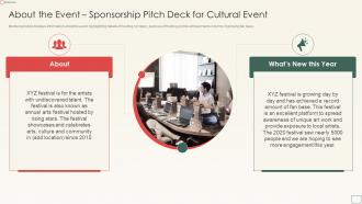 About The Event Sponsorship Pitch Deck For Cultural Event Ppt Slides