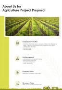 About Us For Agriculture Project Proposal One Pager Sample Example Document