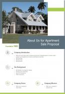 About Us For Apartment Sale Proposal One Pager Sample Example Document