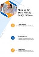 About Us For Brand Identity Design Proposal One Pager Sample Example Document