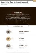 About Us For Cafe Restaurant Proposal One Pager Sample Example Document