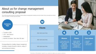 About Us For Change Management Consulting Proposal Ppt Introduction