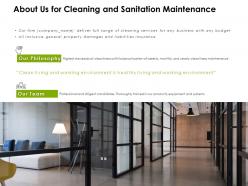 About us for cleaning and sanitation maintenance ppt powerpoint presentation model
