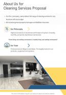 About Us For Cleaning Services Proposal One Pager Sample Example Document