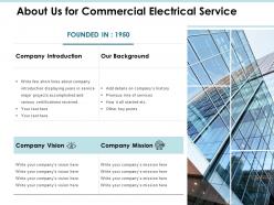 About us for commercial electrical service ppt powerpoint presentation file deck