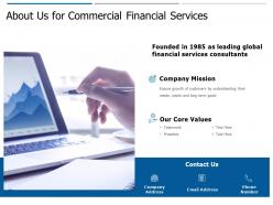 About us for commercial financial services c438 ppt powerpoint presentation model objects