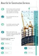 About Us For Construction Services Construction Proposal Template One Pager Sample Example Document