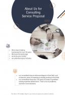 About Us For Consulting Service Proposal One Pager Sample Example Document