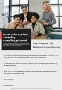 About Us For Content Marketing Consulting Proposal One Pager Sample Example Document