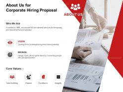 About us for corporate hiring proposal ppt powerpoint presentation icon samples