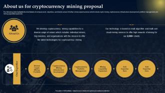 About Us For Cryptocurrency Mining Proposal Ppt Powerpoint Presentation Ideas Design Templates