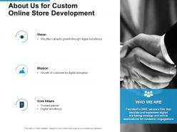 About Us For Custom Online Store Development Ppt Powerpoint