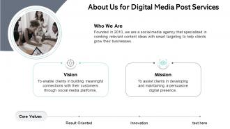 About us for digital media post services ppt styles example