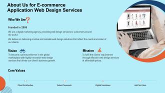 About us for e commerce application web design services ppt slides pictures